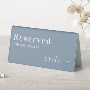 Blue Modern Wedding vorbehaltene Familie der Braut Tischaufsteller