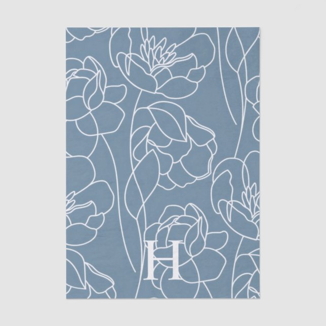 Blue Modern Wildflower Seidenpapier (Vorderseite)