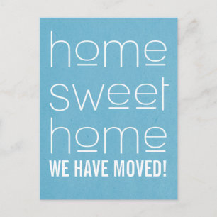 Blue Modern Zuhause Sweet Zuhause Postcard Ankündigungspostkarte