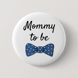 Blue Mommy to be Bow Krawatte Baby Shower Button