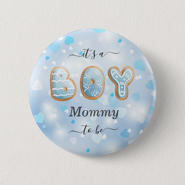 Blue Mommy to Be Boy Baby Shower Button (Vorderseite)