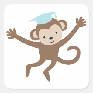 Blue Monkey Abschluss Quadratischer Aufkleber