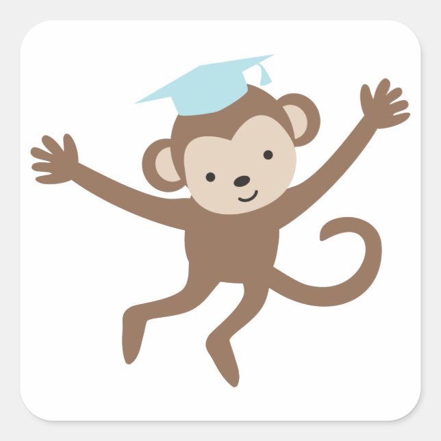 Blue Monkey Abschluss Quadratischer Aufkleber (Vorderseite)