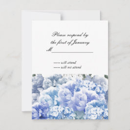 Blue Monochromatic Bouquet of Florals Repcard RSVP Karte