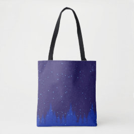 Blue Monochromatic Snowy Weihnachtsdesign Tasche