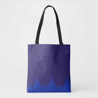 Blue Monochromatic Snowy Weihnachtsdesign Tasche