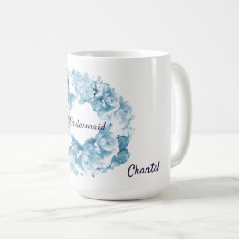 Blue Monochrome Wreath Bridesmaid Tasse