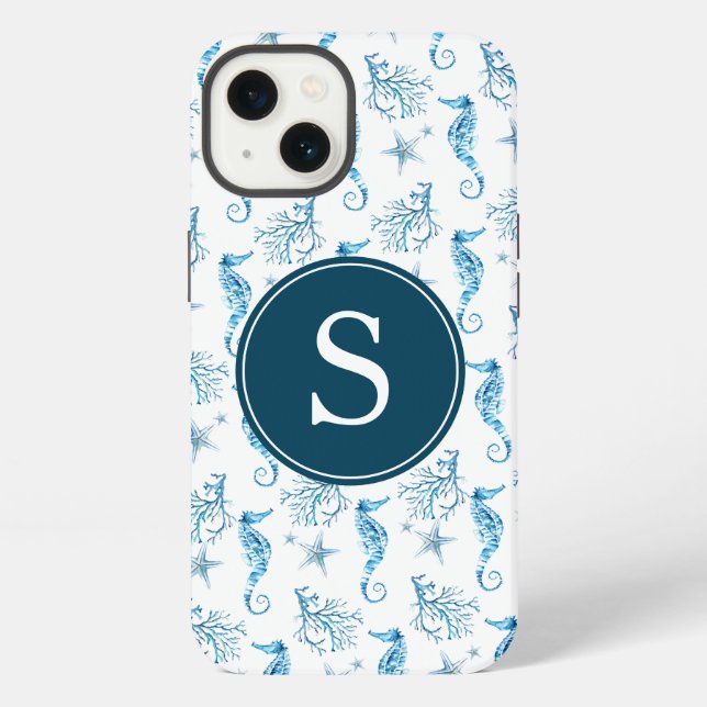 Blue Monogram Beachy Phone Case iPhone Hülle (Rückseite)