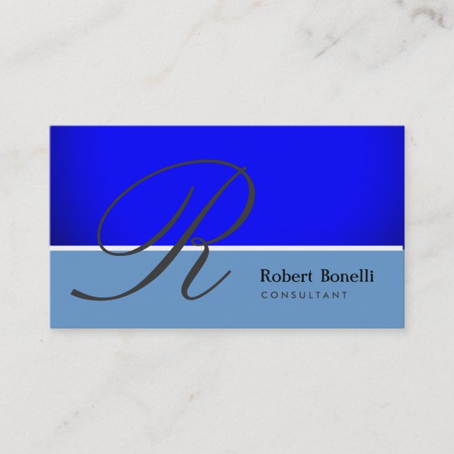 Blue Monogram Consultant Business Card Visitenkarte (Vorderseite)