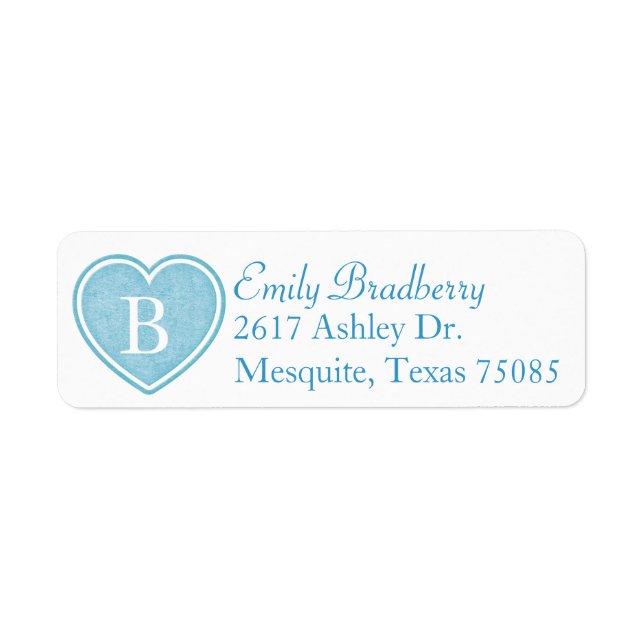 Blue Monogram Custom Return Address Label (Vorne)
