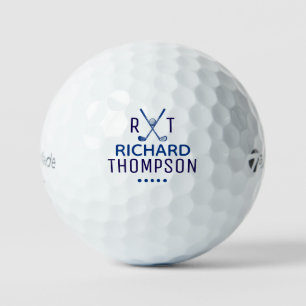 Blue Monogram Golfballs mit seinem Namen Golfball