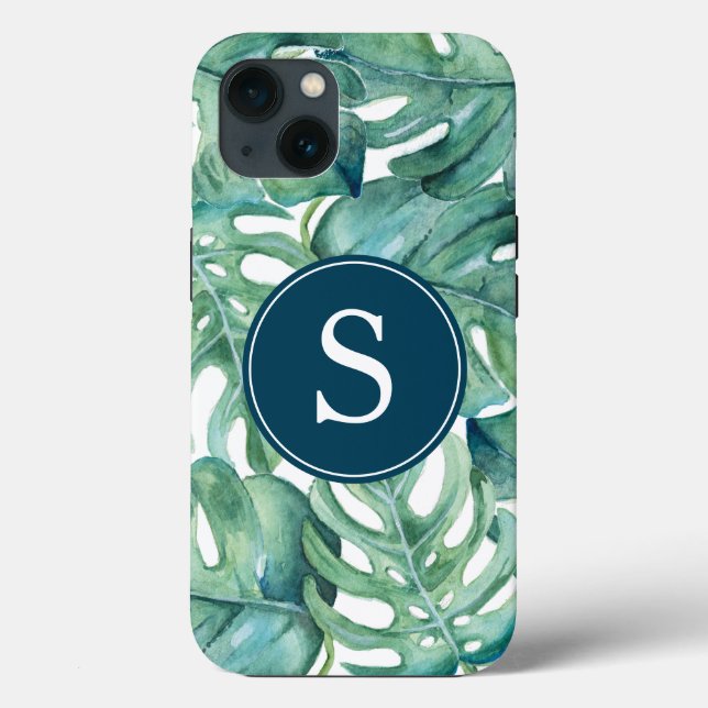 Blue Monogram Green Tropen Phone Case (Rückseite)