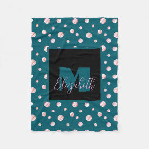 Blue Monogram Individuelle Name Polka Dots Geometr Fleecedecke
