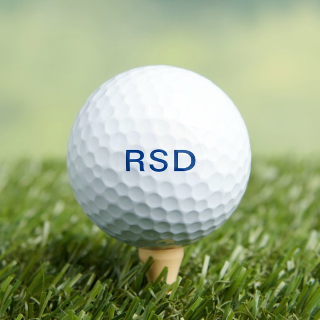 Blue Monogram Initials Personalisiert Golfball (Insitu T-Shirt)