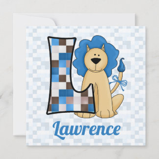 Blue Monogram L Kid's Birthday Party Einladung