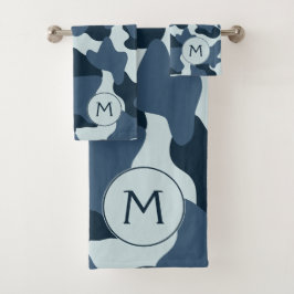 Blue Monogram Large Cow Print Badhandtuch Set