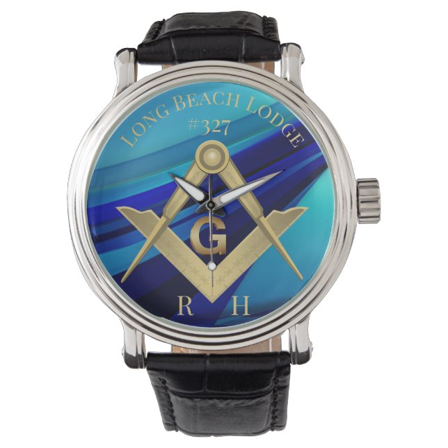 Blue Monogram Masonic Lodge Armbanduhr (Vorderseite)