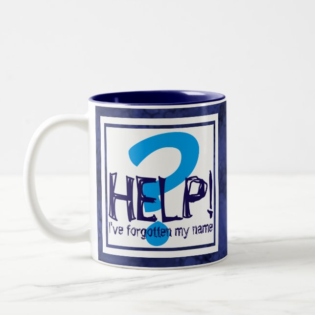 Blue Monogram Parody Zweifarbige Tasse (Links)