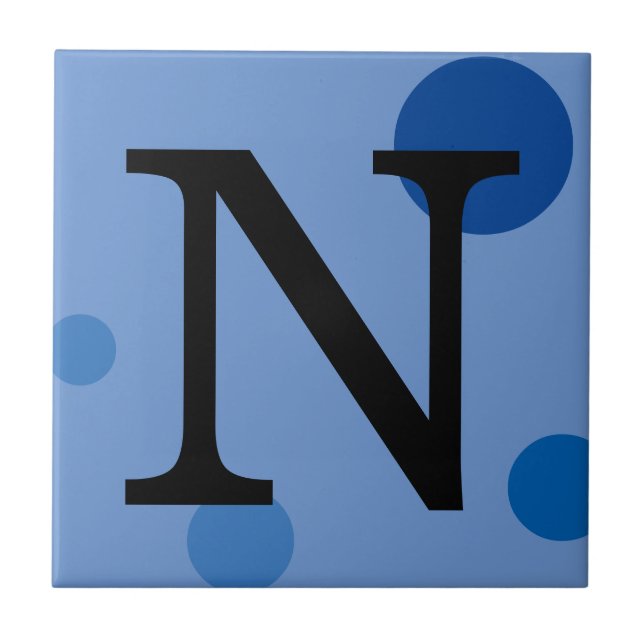 BLUE MONOGRAM POLKA DOT TILE FLIESE (Vorderseite)