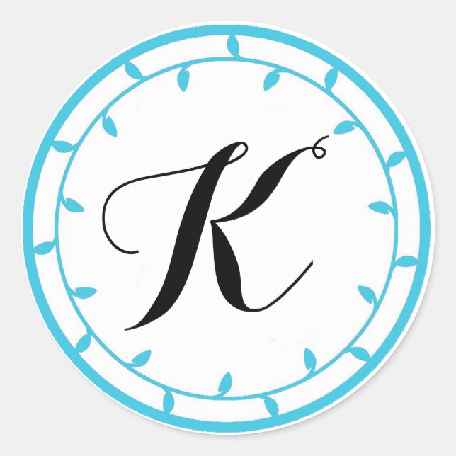 Blue Monogram Sticker Template (Vorderseite)