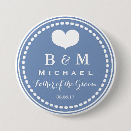 Blue Monogram - Vater der Groom Wedding Button