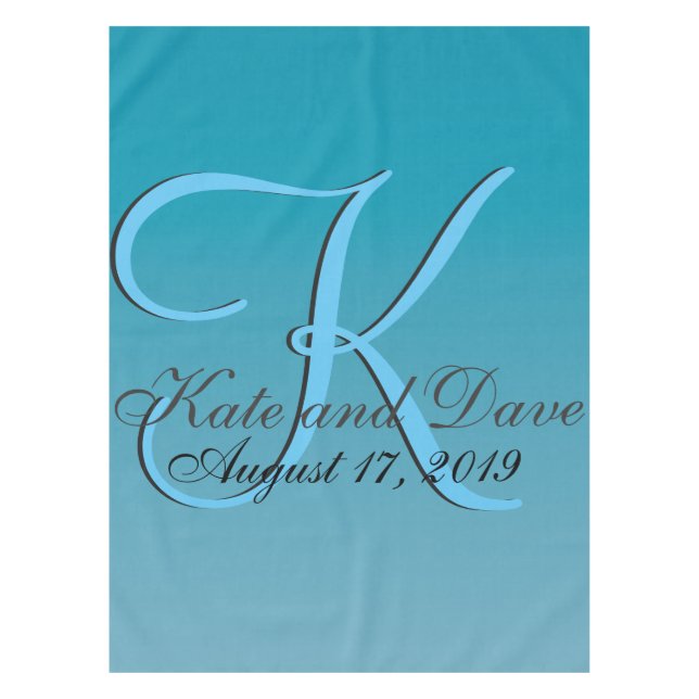 Blue Monogram Water Tischdecke (Vorderseite)