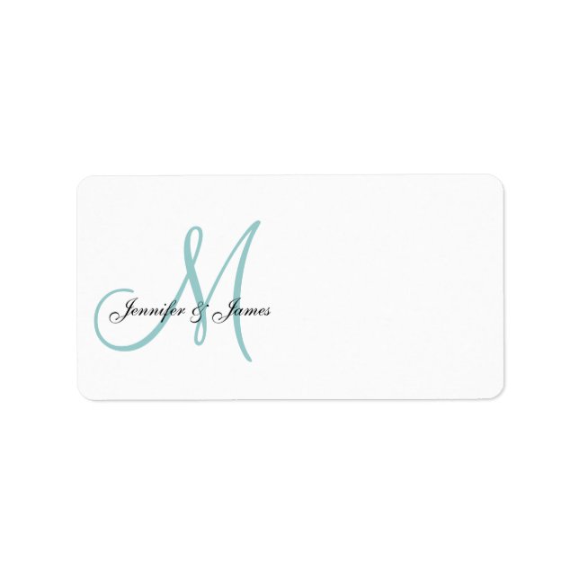 Blue Monogram Wedding Invitation Address Labels Adressaufkleber (Vorne)