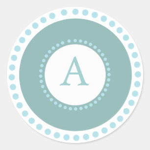 Blue Monogram - Wedding Siegel Runder Aufkleber