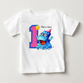 Blue Monster 1. Geburtstag Custom Baby T-shirt