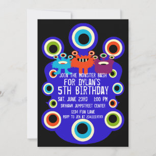Blue Monster Eyes Anniversaire Fête Invitations