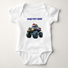 Blue Monster Truck Editable Baby Bodysuit Strampler