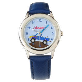 Blue Monster Truck Personalisiert Armbanduhr
