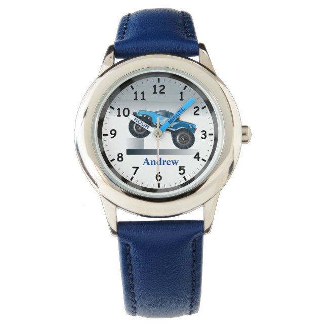 Blue Monster Truck Personalize Me! Armbanduhr (Vorderseite)