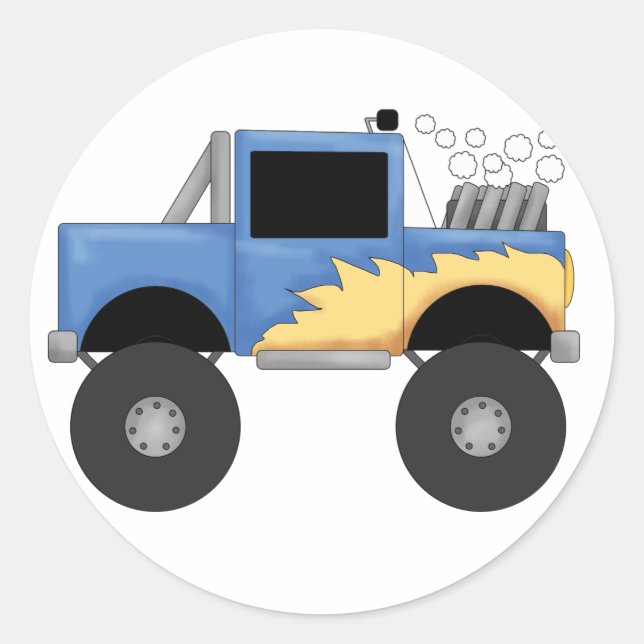 Blue Monster Truck Tshirts und Geschenke Runder Aufkleber (Vorderseite)