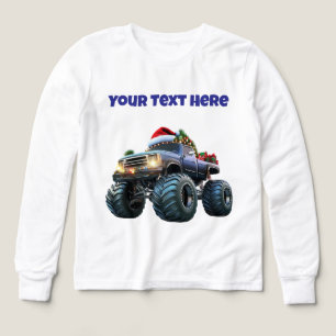Blue Monster Xmas Truck - Editable Tri mix Tshirt