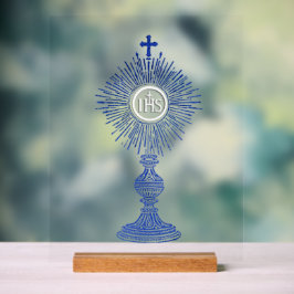 blue monstrance design catholic home decor acrylschild