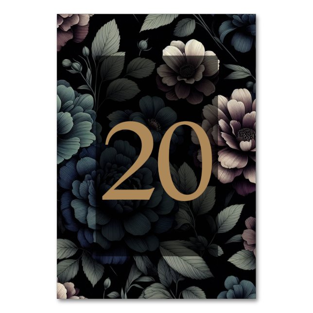 Blue Moody Floral Table 20 Tischnummer (Vorderseite)
