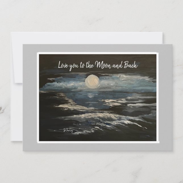 Blue Moon Flat Birthday Note Card Einladung (Vorderseite)