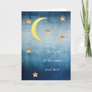 Blue Moon Gold Stars Ich liebe dich bis zum Mond u Karte