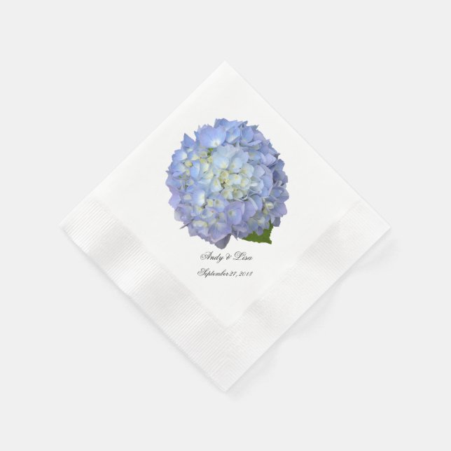Blue Moon Hydrangea Custom Wedding Serviette (Ecke)