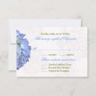 Blue Moon Hydrangea Wedding RSVP Cartes de menu
