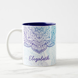 Blue Moon Mandala 11 oz. Personalized Mug Zweifarbige Tasse