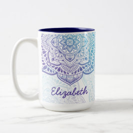 Blue Moon Mandala 15 oz. Personalized Mug Zweifarbige Tasse