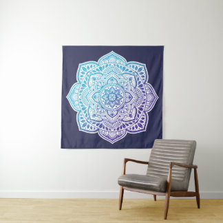 Blue Moon Mandala Tapestry Wandteppich