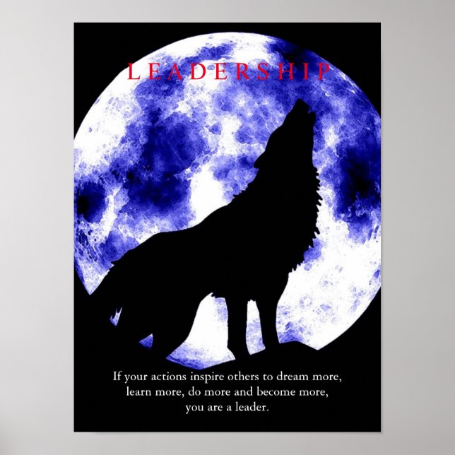 Blue Moon Motivierend Leadership Wolf Poster (Vorne)