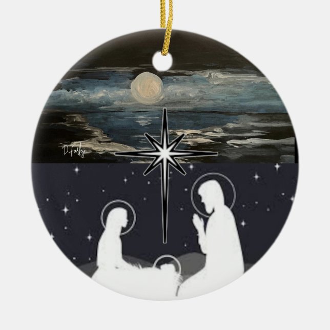 Blue Moon Nativity Keramik Ornament (Vorne)