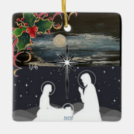 Blue Moon Nativity Keramikornament