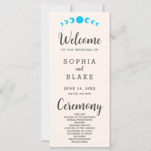 Blue Moon Phases Seashell Wedding Program