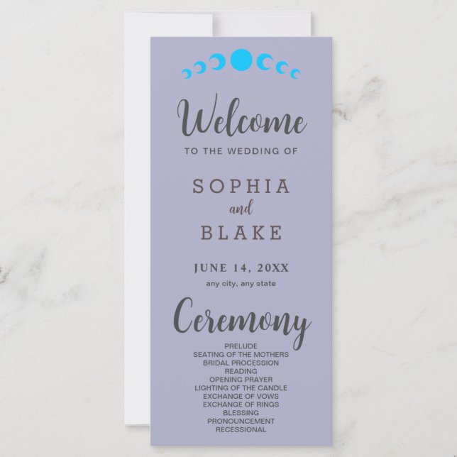 Blue Moon Phases Silver Wedding Program (Vorderseite)