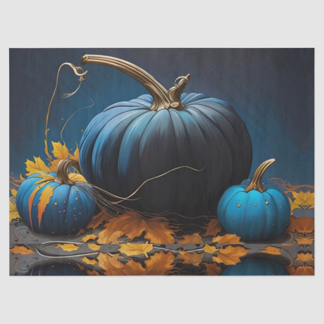 Blue Moon Pumpkins und Autumn Leaves Seidenpapier (Vorderseite)
